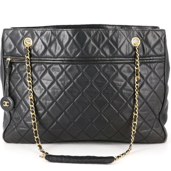 CHANEL Handbags - CHANEL Shoulder Black in Quilted Lambskin with Interwoven Chain Strap
